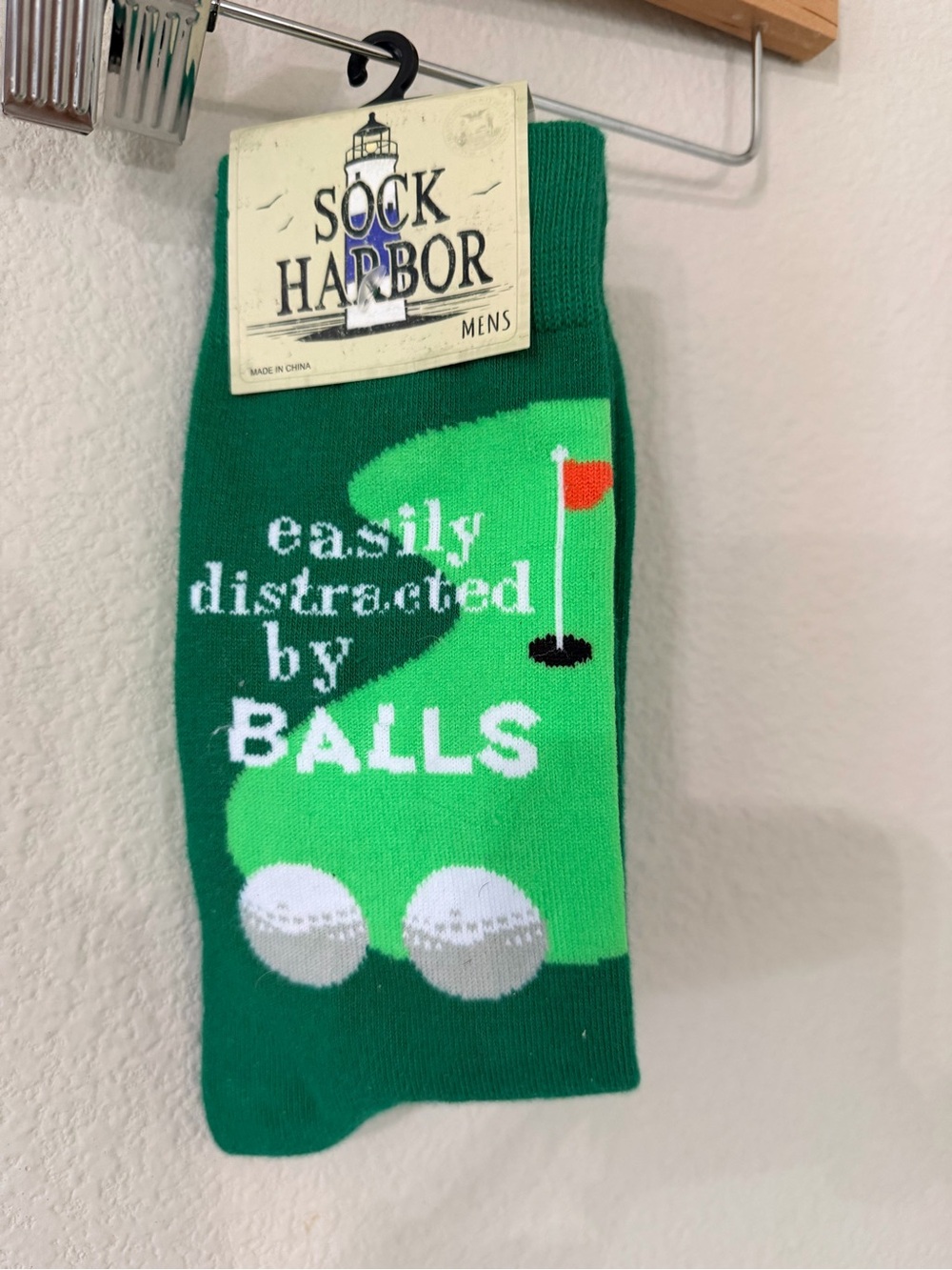 Men’s Green Novelty Golf Socks - Easily Distracted by Balls